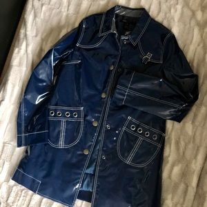 NWOT Marc Jacobs Navy Vinyl Grommet Raincoat